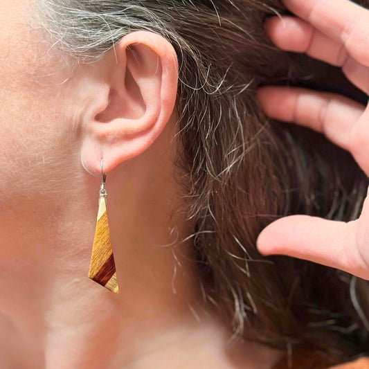 Obtuse Triangle Reclaimed Wood Earrings
