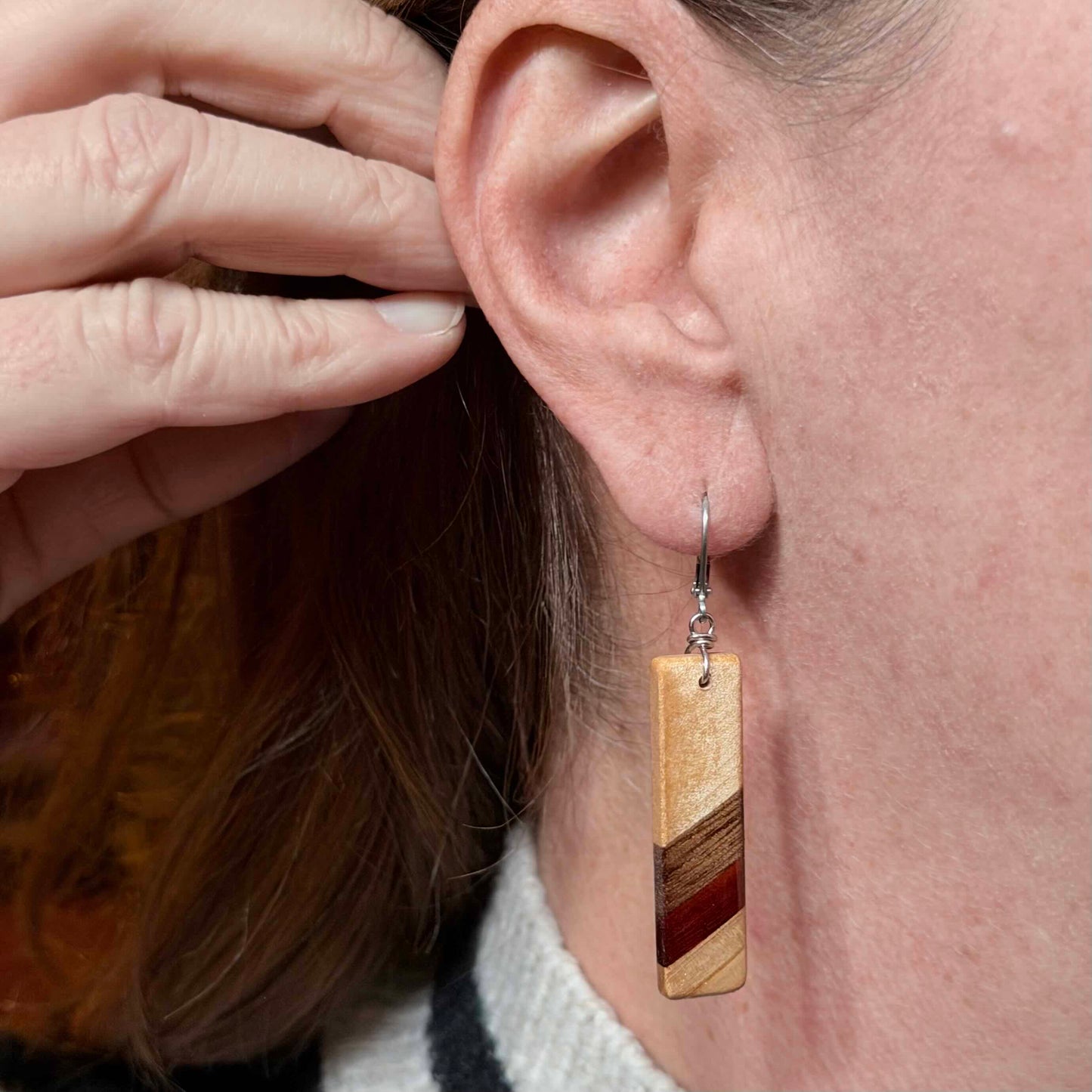 Rectangle Reclaimed Wood Earrings