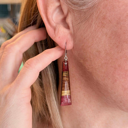 Skinny Rectangle Reclaimed Wood Earrings