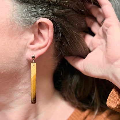 Skinny Stick Reclaimed Wood Earrings