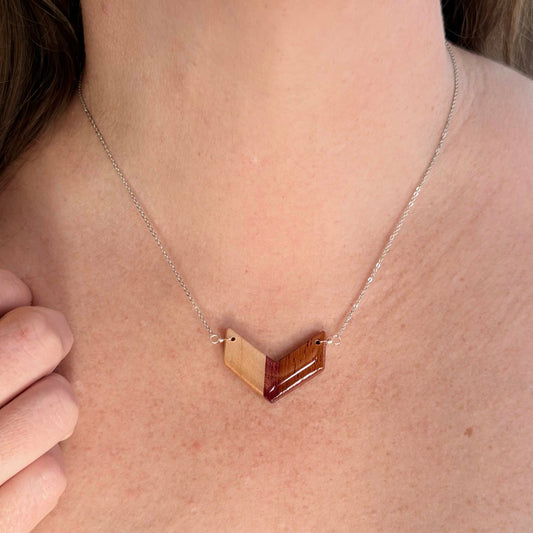 Chevron Reclaimed Wood Necklace