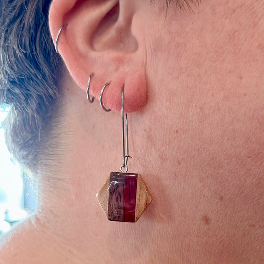Hexagon Reclaimed Wood Earrings