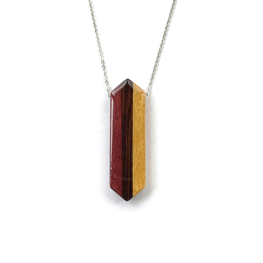 Elongated Hexagon Reclaimed Wood Necklace