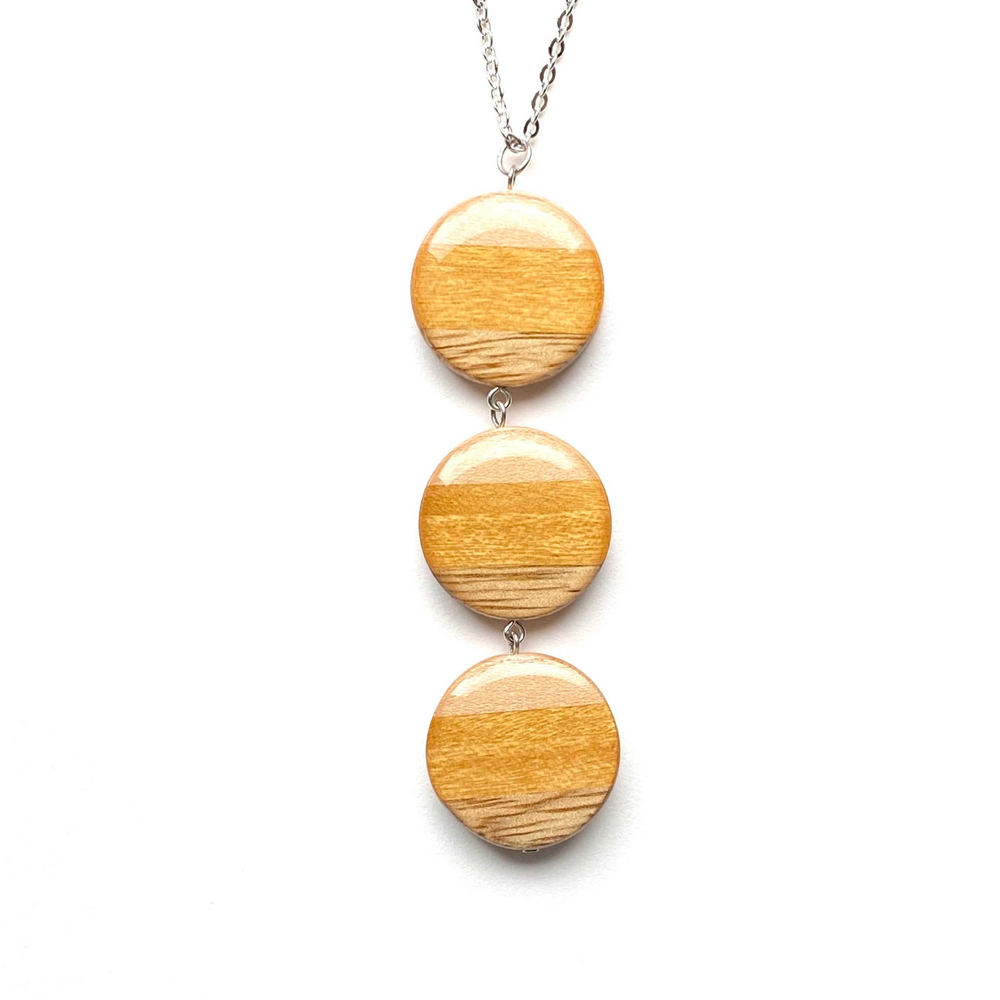 Triple Large Circle Reclaimed Wood Necklace