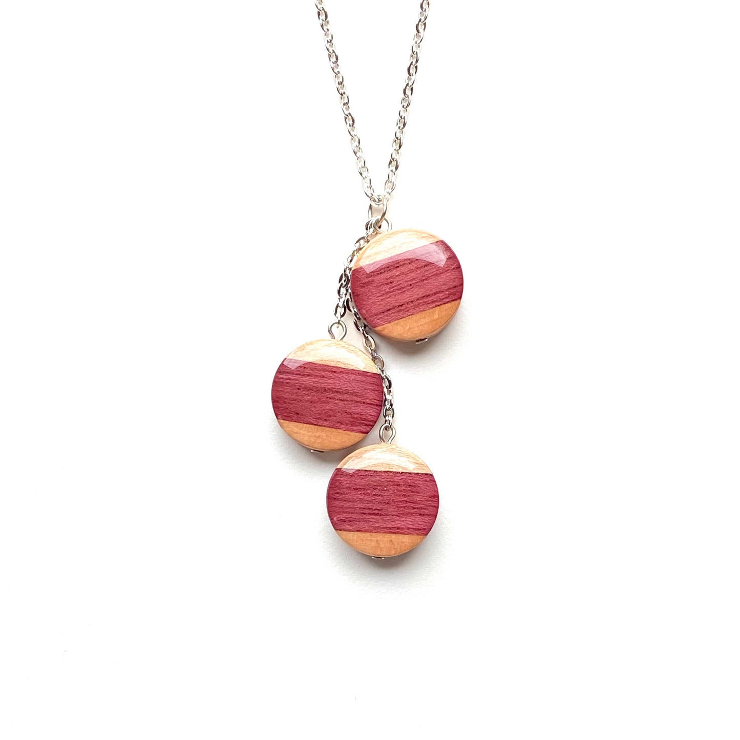 Triple Circles Reclaimed Wood Necklace
