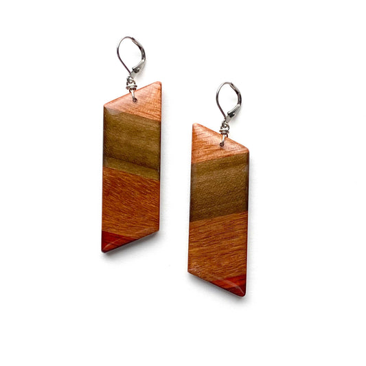 Large Angle Reclaimed Wood Earrings