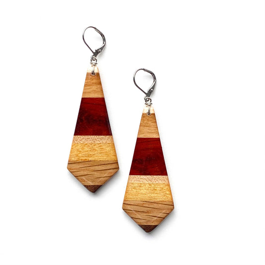 Large Geometric Reclaimed Wood Earrings