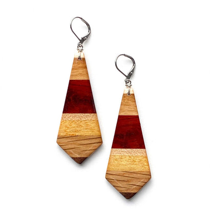 Large Geometric Reclaimed Wood Earrings