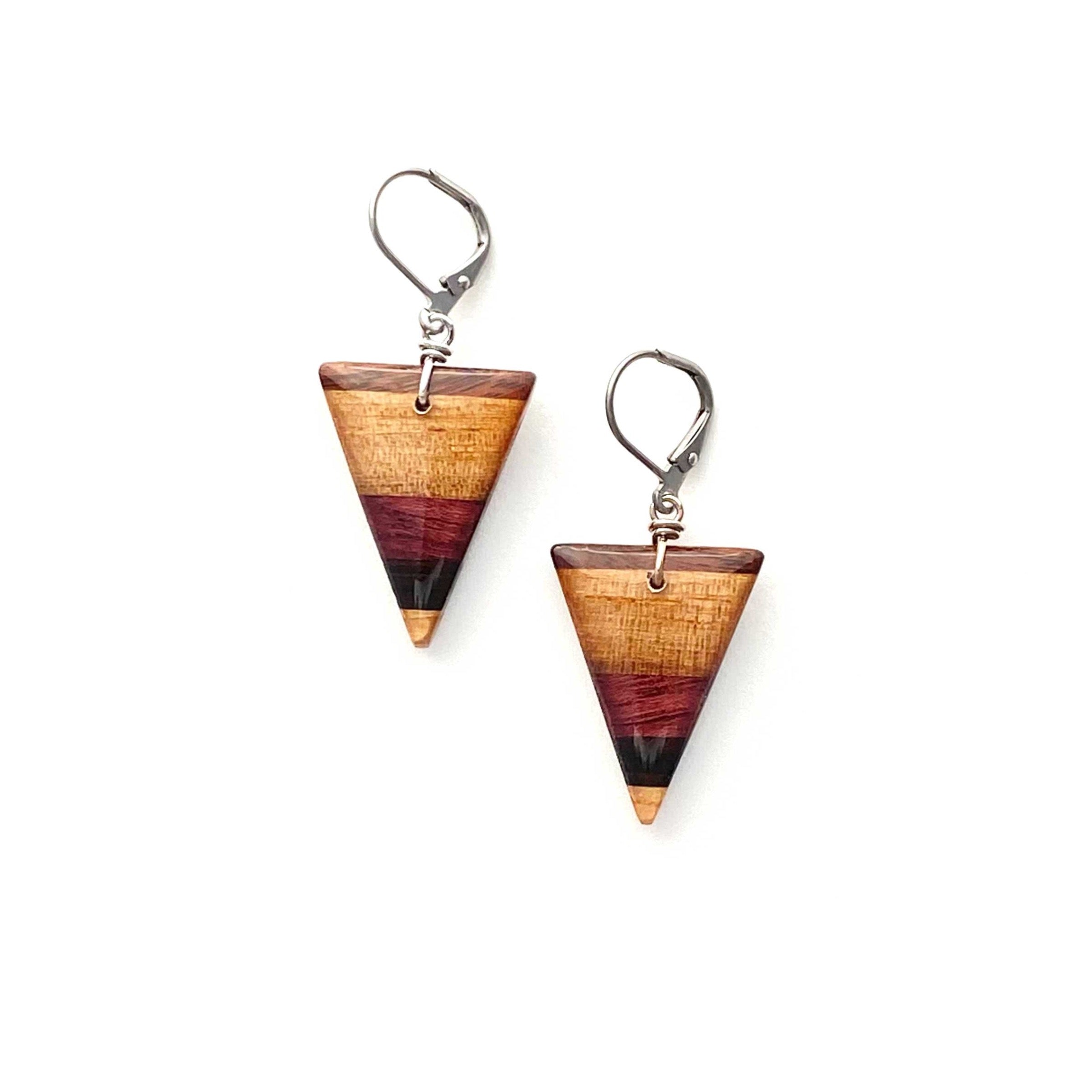 Triangle Reclaimed Wood Earrings | Handmade Wood Jewelry – Melinda Wolff