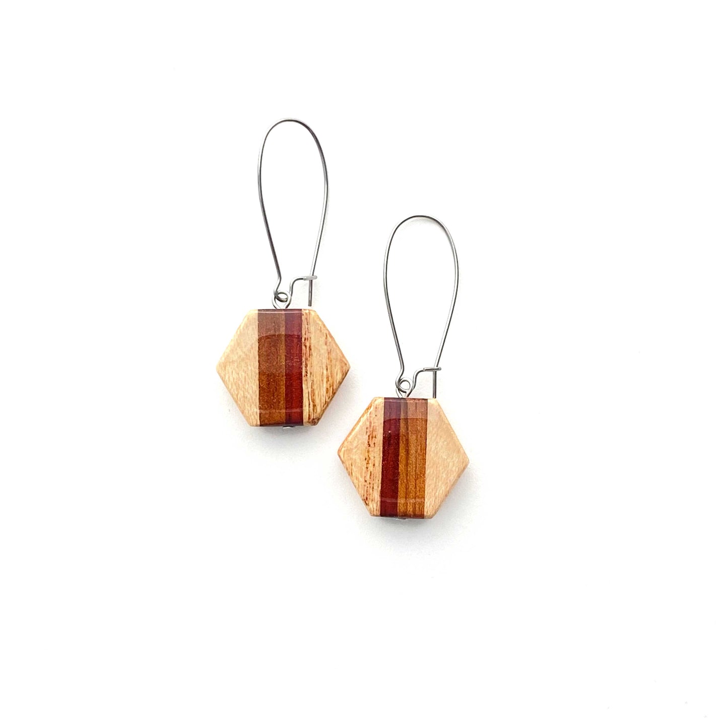 Hexagon Reclaimed Wood Earrings