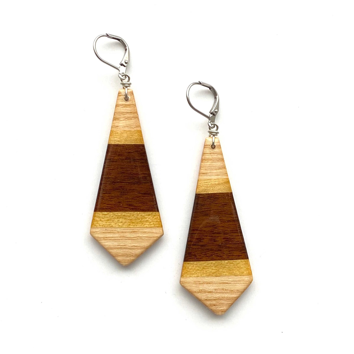 Large Geometric Reclaimed Wood Earrings