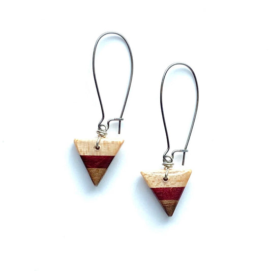 Small Triangle Reclaimed Wood Earrings