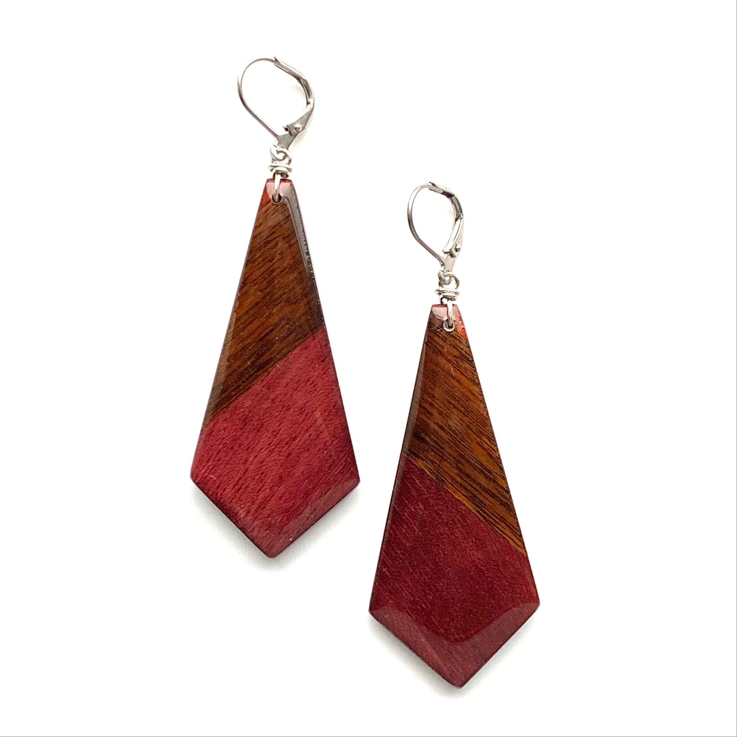 Large Geometric Reclaimed Wood Earrings