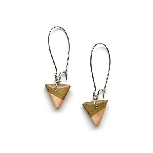 Small Triangle Reclaimed Wood Earrings