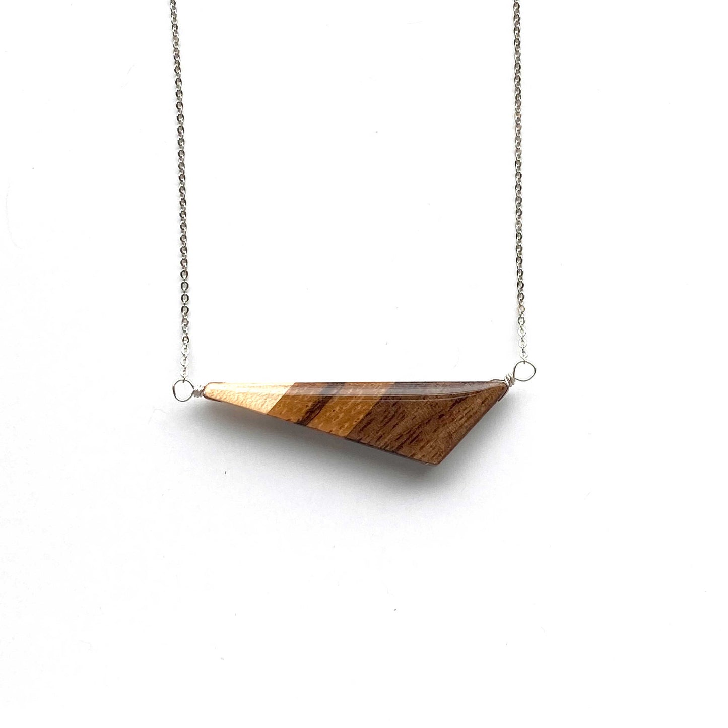 Horizontal Triangle Reclaimed Wood Necklace